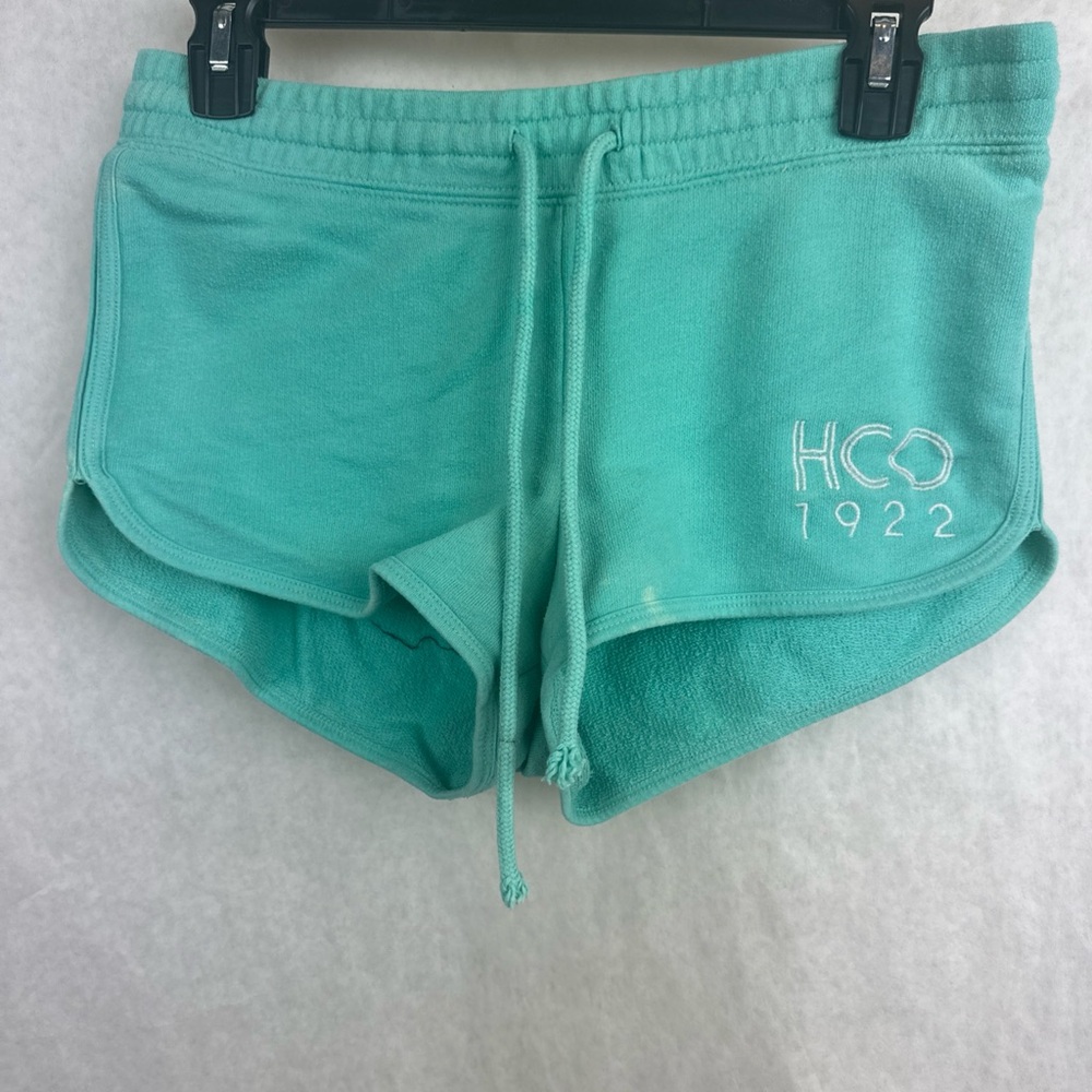 Hollister Y2K Low Rise Mini Shorts Teal Drawstring Booty Shorts Size Small 2000s